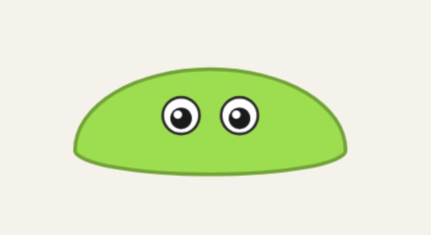 An early goo grotto slime with eyes added, resembling a gumdrop