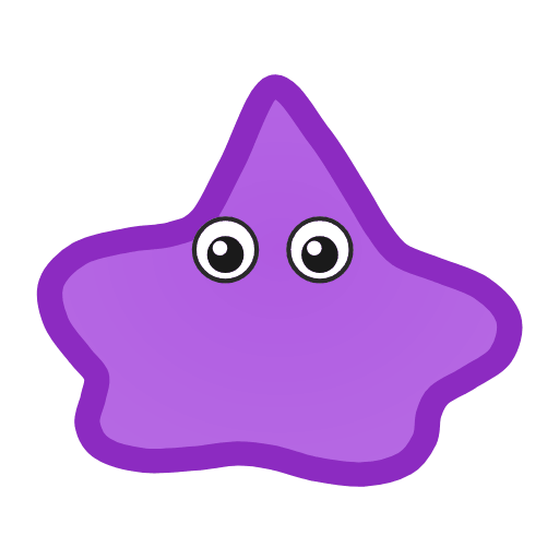 An animated purple slime, the result of combining the red and blue
